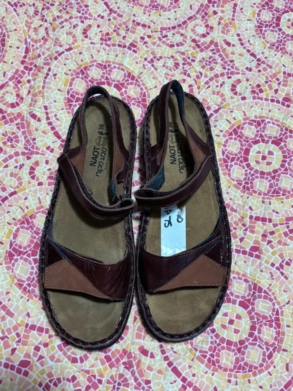 Naot Karenna Leather Walking Sandals Multi-Tone Brown Size 38 (US 7)